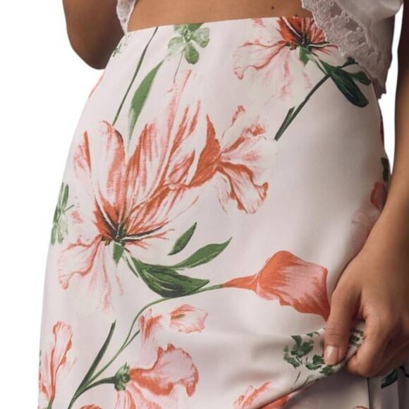 NEW ANTHROPOLOGIE Womens Midi Skirt Pink The Tilda Slip Floral Print Size XS - Picture 2 of 13
